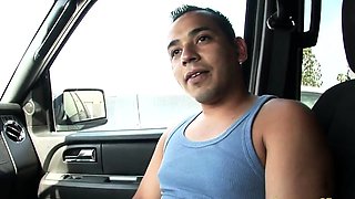 Bukkake cum whore jerks dick