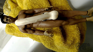 Tiny Sank in Bath Tub - Neighbor Caught Peeping at a Giantess Having Her Bath, Water Play