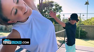 Fit Step Mother Drains Her Stepson's Tennis Balls