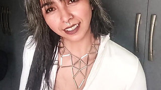 White Outfit Smqoking Instructions - Topless Tease