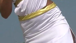 Stunning Brunette Babe Strips Naked on Rocky Beach Adventure