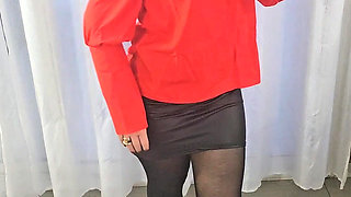 I Take off My Leather Skirt and Pantyhose to Show You My Big Ass