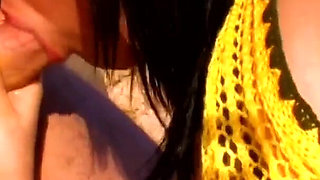 Horny small titted brunette likes it deep and with ending on face