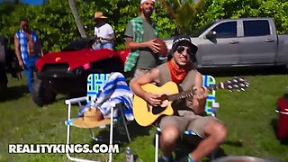 Reality kings - cheerleader kait’s uproarious outdoor party turns horny with pussy have fun and naughty riding