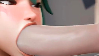 Tracer & Kiriko - Sharing Dick, Blowjob & Cowgirl Riding 3D Porn Overwatch