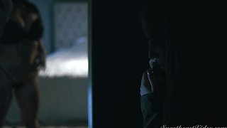 Girls Kissing Girls Midnight Erotic Scene 3 - Blonde Peeping Wifey Scarlett Sage and Tattooed Jessie Lee at SweetHeartVideo