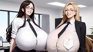 Hilarious XXL Udders Office, Ai Cartoon