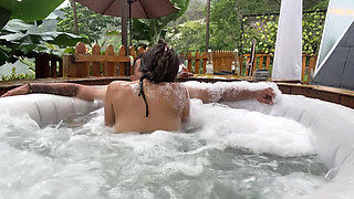 Sex in Glamping Jacuzzi with My Busty Cute Stepsister-in-law