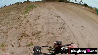 Nude badass babes enjoyed the moto cross