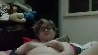 Double Amputee with Glasses Masturbates with Her New Dildo
