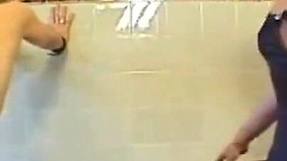 Humiliating wax play, dildo penetrated in huge piercing pussy pissing party