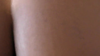Petite ebony maid fucked and creampied in the kitchen