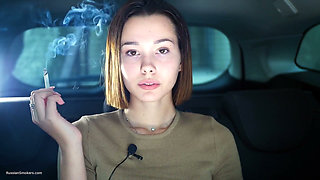 Sexy Russian Babe Smoking Cigarette Natural Setting