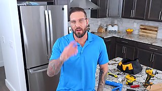 Kitchen fuck with a submissive teen who wants daddy's dick