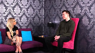 voyeur watches a loser wanking his cock