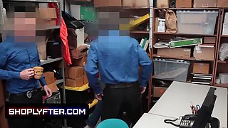Little innocent brunette lets the lp officers bang her Tight Pussy