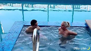 Milf Nina Nite Blowjob Poolside with Big Natural Tits BBW