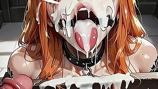 Bondage Facial Bukkake - Woman Covered in Thick Cum