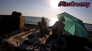 French Teacher Risky Masturbation Caught on Crowded Beach Helps Squirt Extreme Cumshot