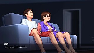 Stepmom Shows Pussy to Stepson While Watching Porn (Summertime Saga)