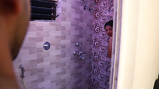 Sex with Real Bhabhi in Shower Step Brother Away for Work