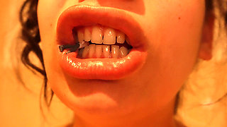 Giantess Stepsister Is Very Hungry so She Eats Tiny Stepbrother Then Takes a Shower