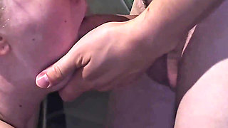 My Chubby Wife Gave Me a Risky Blowjob in Our Friend's Garage While He Was in the House