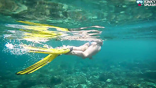 Underwater Beach Flasher - Bikini, Long Fins & Naughty Ocean Tease