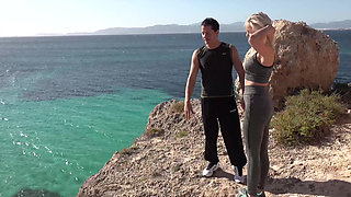 Outdoor yoga sex on the outdoor place for the young blondie