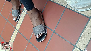 Working Lady Ebony with BBW Feet with Pink Toes