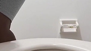 Desperate for a Pee Holding as Long as I Can Pissing in the Toilet