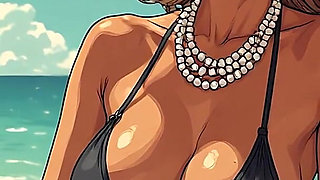 Gorgeous Women at the Beach Bikini Art