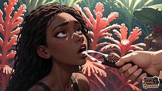 Sultry Ebony Likes Gullet Orgy on a Tropical Paradise While Her Paramour Gives Her Amazing XXX, Soddening Her in