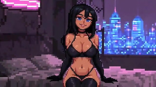 Funny Pixel Art Cyberpunk Girls, Ai Animation