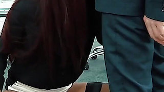 Sexy Ebony Babe Sade Rose Is a Hot Secretary Who Fucks Her Boss and Gets Her Pussy Covered in Cum