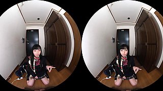 Japanese students explore VR passion in long haired POV