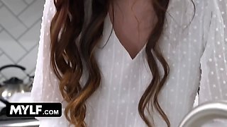 Husband doesn't touch his jaw-dropping wifey no more so she got to fuck her step-daughter and her bf instead