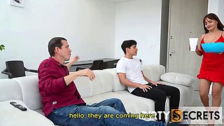 WE WATCH A MOVIE AND I PUMP MY STEPSONS MILK BEHIND MY HUSBANDS BACK