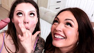 Horny stepmom joins stepsis to fuck virgin stepson