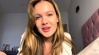 Sweet blonde teen plays with big toy in the ass
