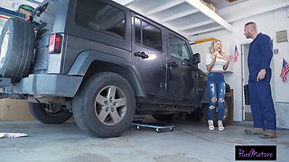 Horny MILF Uses Her Pussy To Get A Discount On Her Car Repair