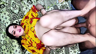 Hot Iranian Girl in Tight Yellow Salwar Kameez  Massive Boobs Titfuck And Hard Cock Play  Real Homemade