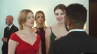 Avery's mouth can barely fit Troy's huge black cock