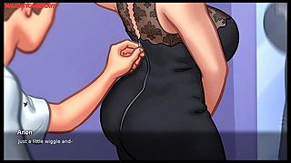 Summertime Saga Part 23 By DarkCookie - Hot milf caught him masturbating right in Her Bed and help him to cum well