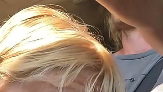 Sexy Blonde Swallows Cum After Road Head