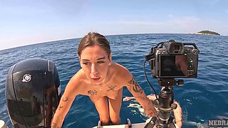 Nude Skinny Dipping in the Open Sea
