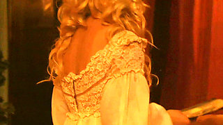 Vintage Lesbian Seduction - Curly Blonde and Brunette Beauty Make Love on the Sofa