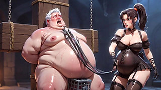 Dominatrix Whips Bound Slaves Caged Penis - Extreme Humiliation