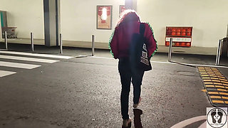 Crazy Rebeca Addams in Jeans Buttcrack at the Supermarket