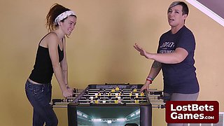 Hentai Strip Foosball Game Escalates into Spanking Frenzy with Lost Bet and Ecstatic Energy